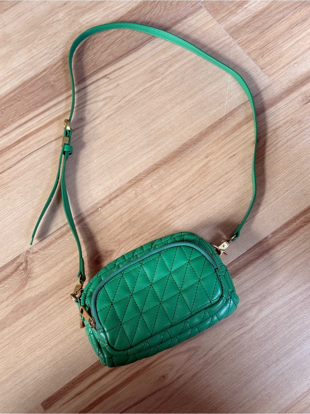 Zara, Green Quilted Crossbody Bag - Women